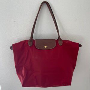 Red Longchamp Le Pliage Large Tote